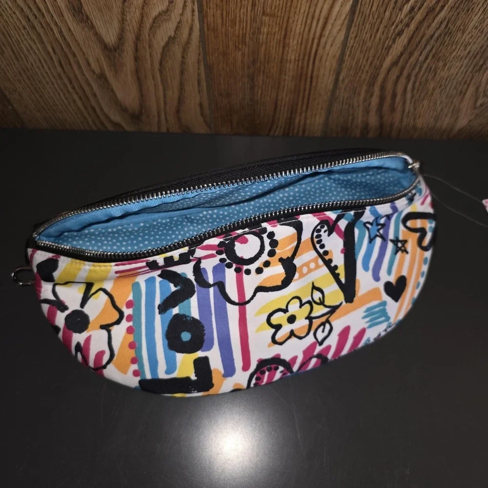 Brighton Graffiti Love Crossbody Belt‎ Bag Womens Small Multicolor Canvas Travel